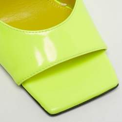 Pre Owned The Attico Green Patent Leather Devon Slide Sandals Size 37