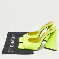 Pre Owned The Attico Green Patent Leather Devon Slide Sandals Size 37