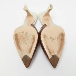 مملوكة مسبقًا The Attico Brown/Cream Croc Embossed Leather Chloe Mules Size 38
