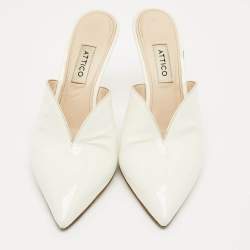 Pre Owned The Attico White Patent Leather Monica Mules Size 38