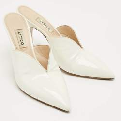 Pre Owned The Attico White Patent Leather Monica Mules Size 38