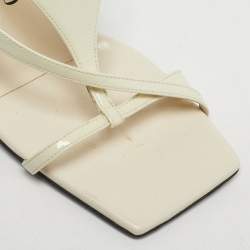 Pre Owned The Attico Cream Patent Devon Ankle Strap Sandals Size 37