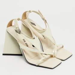 Pre Owned The Attico Cream Patent Devon Ankle Strap Sandals Size 37