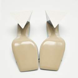 Pre Owned The Attico Blue Patent Devon Block Heel Slide Sandals Size 38