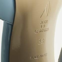 Pre Owned The Attico Blue Patent Devon Block Heel Slide Sandals Size 38