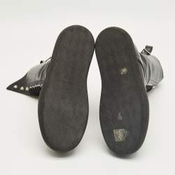 Pre Owned The Attico Black Leather Selene Mid Calf Boots Size 37.5