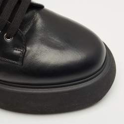 Pre Owned The Attico Black Leather Selene Mid Calf Boots Size 37.5