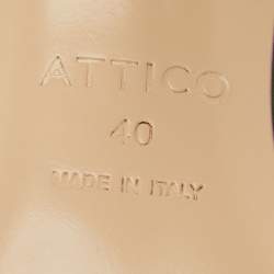 Pre Owned The Attico Mariah Size 40 Metallic Green Python Embossed Leather Ankle Strap Sandals