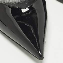 Pre Owned The Attico Cheope Size 38.5 Black Patent Leather Wedge Pumps