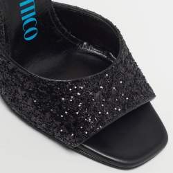 Pre Owned The Attico Devon Size 35.5 Black Glitter Slide Sandals