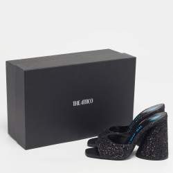 Pre Owned The Attico Devon Size 35.5 Black Glitter Slide Sandals