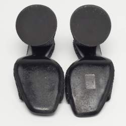 Pre Owned The Attico Devon Size 35.5 Black Glitter Slide Sandals