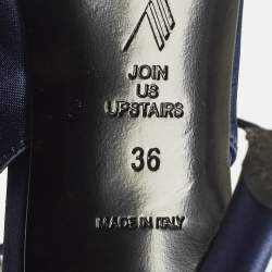 Pre Owned The Attico Venus Size 36 Navy Blue Satin Ankle Wrap Pumps