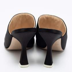 The Attico Black Satin Crystal Embellished Pamela Mules Size 37
