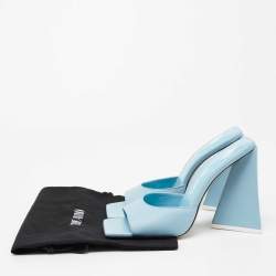 Pre Owned The Attico Sky Blue Leather Devon Open Toe Sandals Size 39