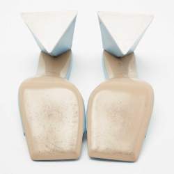 Pre Owned The Attico Sky Blue Leather Devon Open Toe Sandals Size 39