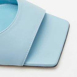 Pre Owned The Attico Sky Blue Leather Devon Open Toe Sandals Size 39