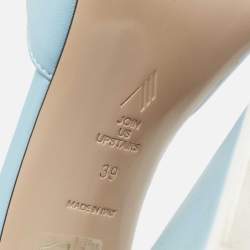 Pre Owned The Attico Sky Blue Leather Devon Open Toe Sandals Size 39