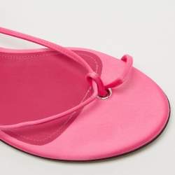 Pre Owned The Attico Hot Pink Satin Ankle Tie Flat Sandals Size 39