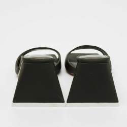 Pre Owned The Attico Dark Green Satin Devon Square Toe Mules Size 36