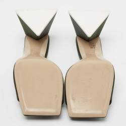 Pre Owned The Attico Dark Green Satin Devon Square Toe Mules Size 36