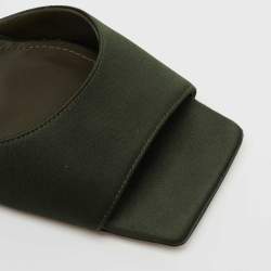 Pre Owned The Attico Dark Green Satin Devon Square Toe Mules Size 36