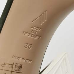 Pre Owned The Attico Dark Green Satin Devon Square Toe Mules Size 36