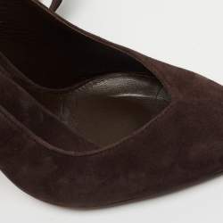 Pre Owned The Attico Brown Suede Venus Ankle Wrap Pumps Size 36