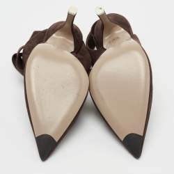 Pre Owned The Attico Brown Suede Venus Ankle Wrap Pumps Size 36