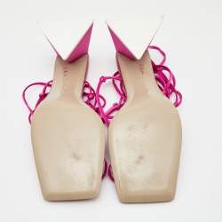 Pre Owned The Attico Pink Satin Ankle Wrap Sandals Size 40