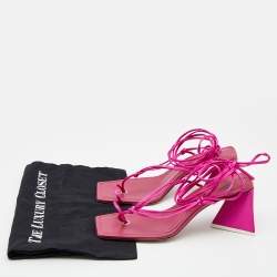 Pre Owned The Attico Pink Satin Ankle Wrap Sandals Size 40