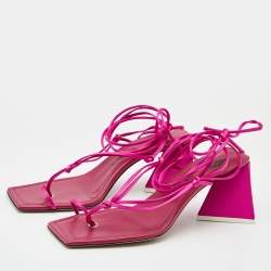 Pre Owned The Attico Pink Satin Ankle Wrap Sandals Size 40