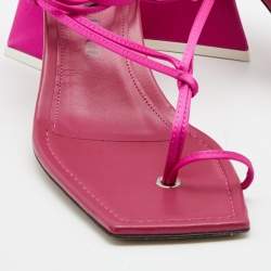 Pre Owned The Attico Pink Satin Ankle Wrap Sandals Size 40