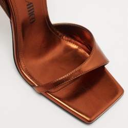 The Attico Metallic Bronze Leather Ankle Strap Sandals Size 37