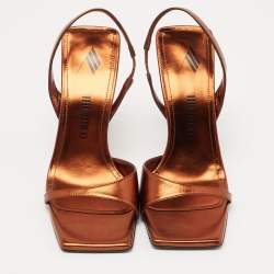 The Attico Metallic Bronze Leather Ankle Strap Sandals Size 37