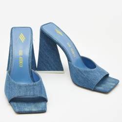 Pre Owned The Attico Blue Denim Devon Slide Sandals Size 39