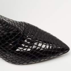 The Attico Black Croc Embossed Leather Over the Length Boots Size 39