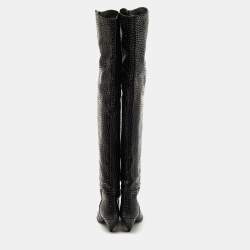 The Attico Black Croc Embossed Leather Over the Length Boots Size 39
