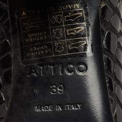 The Attico Black Croc Embossed Leather Over the Length Boots Size 39