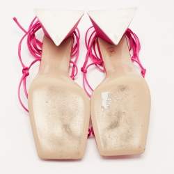 The Attico Pink Satin Ankle Tie Sandals Size 38
