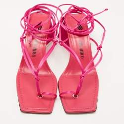 The Attico Pink Satin Ankle Tie Sandals Size 38