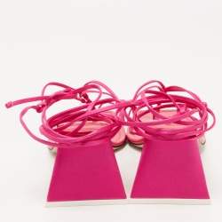 The Attico Pink Satin Ankle Tie Sandals Size 38