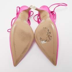 Pre Owned The Attico Pink Satin Venus Ankle Wrap Pumps Size 39