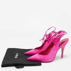 Pre Owned The Attico Pink Satin Venus Ankle Wrap Pumps Size 39