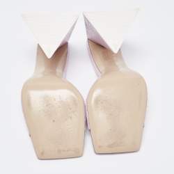 Pre Owned The Attico Pastel Pink Croc Embossed Leather Slide Sandals Size 37