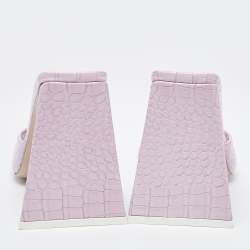 Pre Owned The Attico Pastel Pink Croc Embossed Leather Slide Sandals Size 37