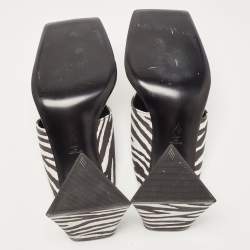 Pre Owned The Attico White/Black Suede Animal Print Block Heel Sandals Size 41