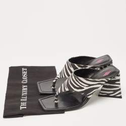 Pre Owned The Attico White/Black Suede Animal Print Block Heel Sandals Size 41