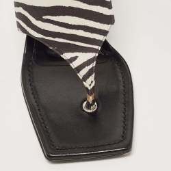 Pre Owned The Attico White/Black Suede Animal Print Block Heel Sandals Size 41