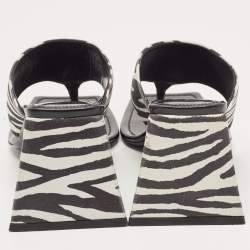 Pre Owned The Attico White/Black Suede Animal Print Block Heel Sandals Size 41